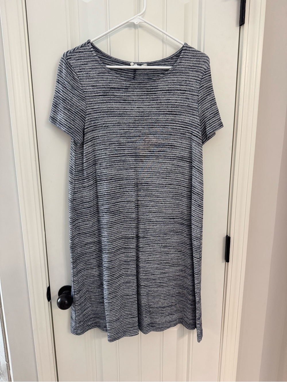 GAP Short-Sleeve Striped Mini Dress in Navy and White